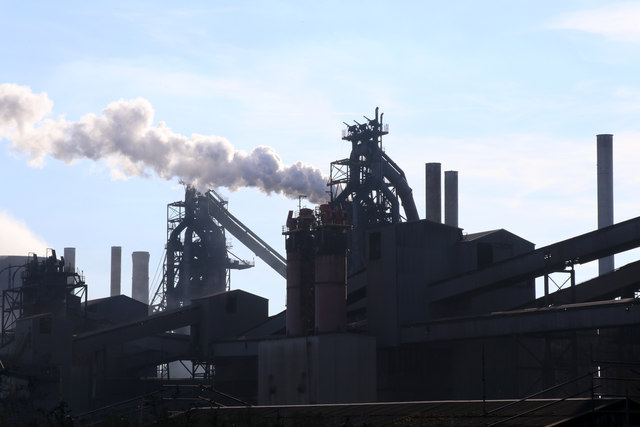 Blast furnaces at an industrial steelworks